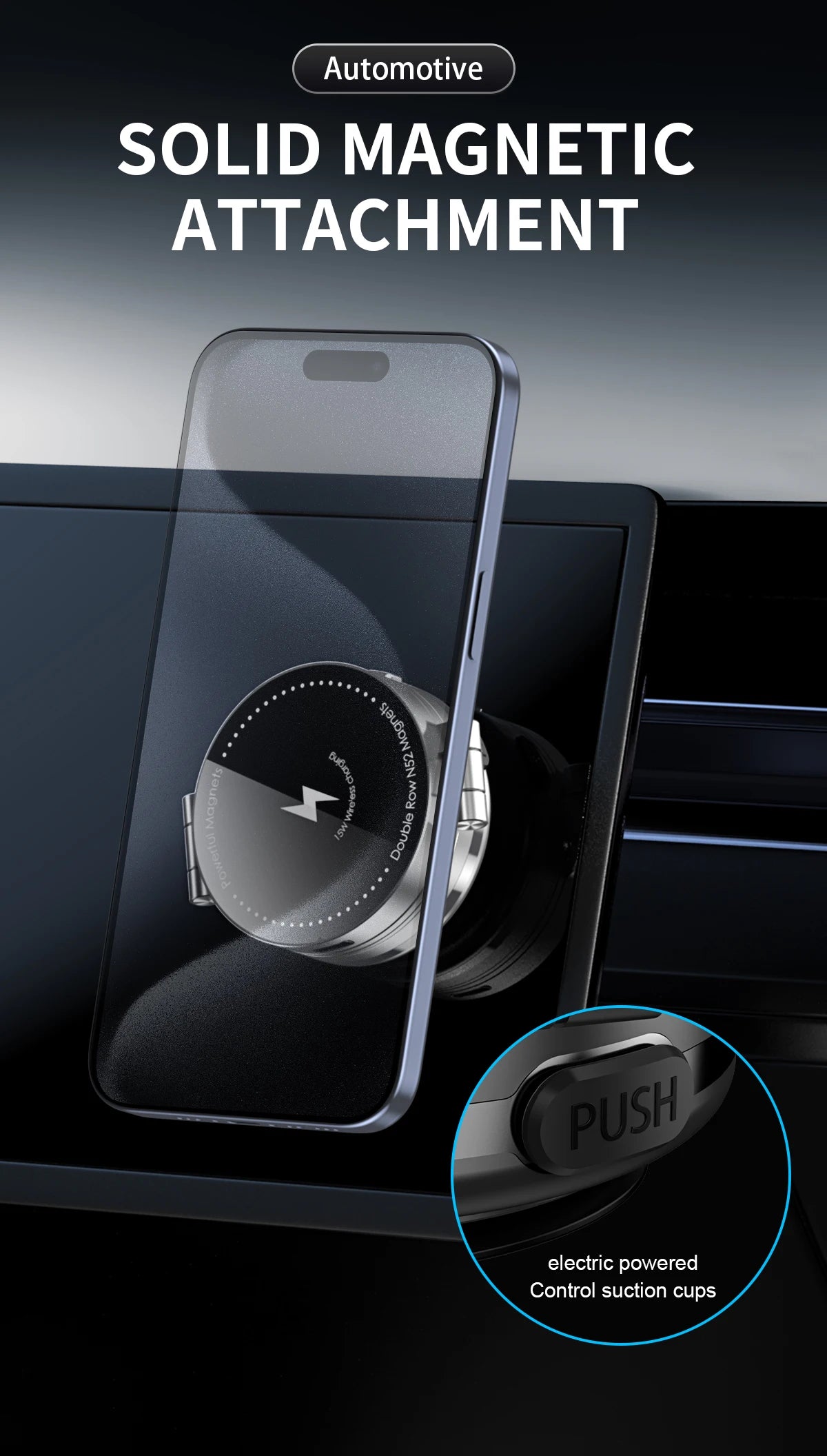 Magnetic Car Phone Holder with Wireless Charger