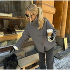 Women Fashion Stand Collar Woolen Jacket