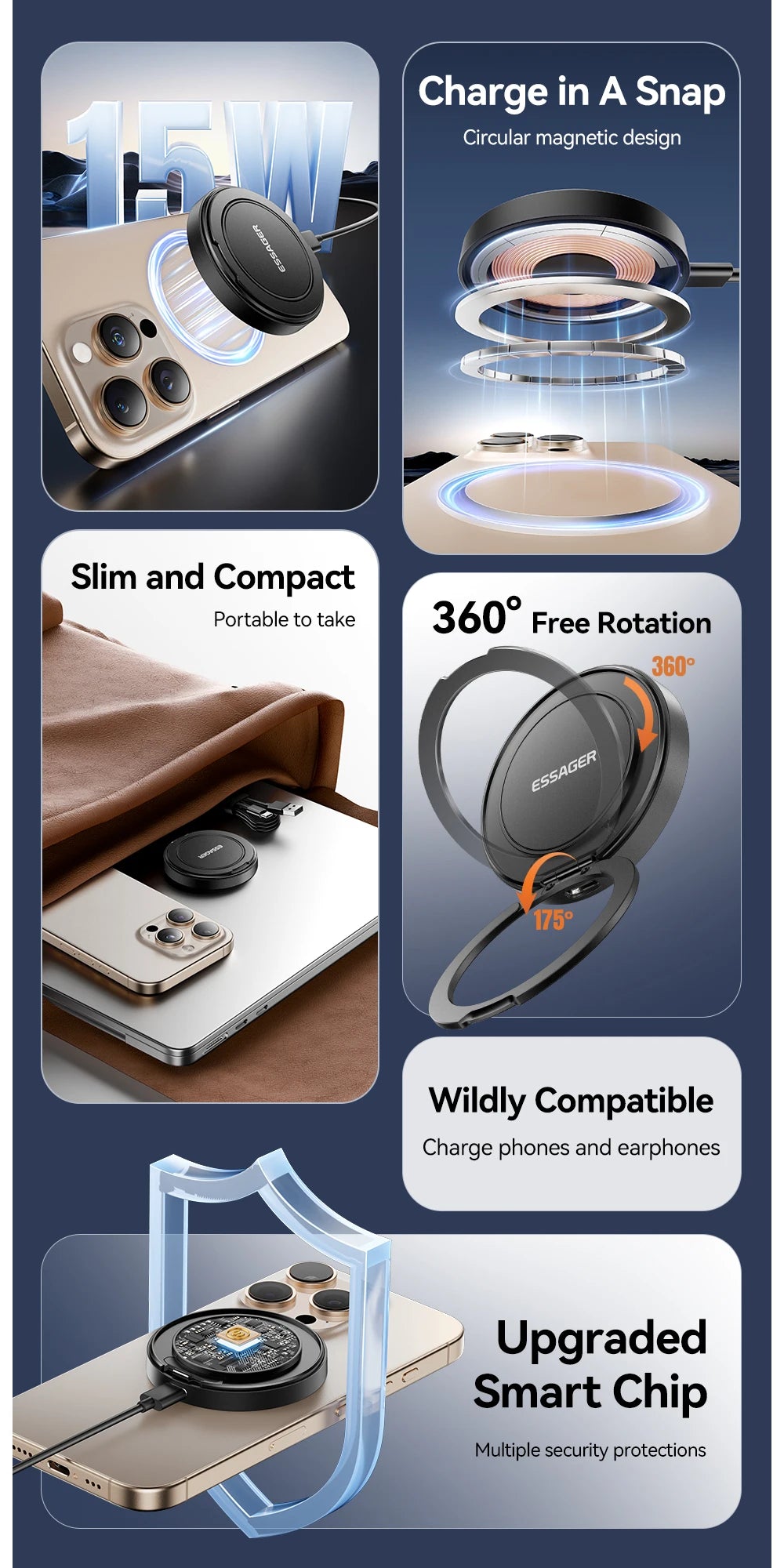 Magnetic Wireless Charger With Holder