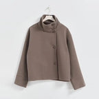 Women Fashion Stand Collar Woolen Jacket