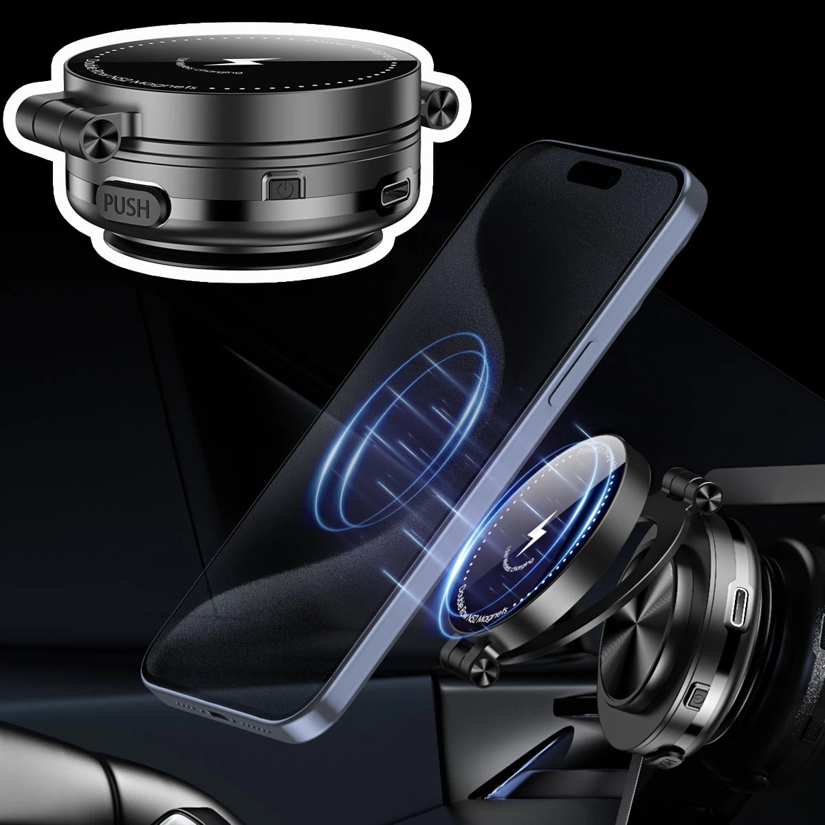 Magnetic Car Phone Holder with Wireless Charger