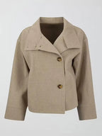 Women Fashion Stand Collar Woolen Jacket