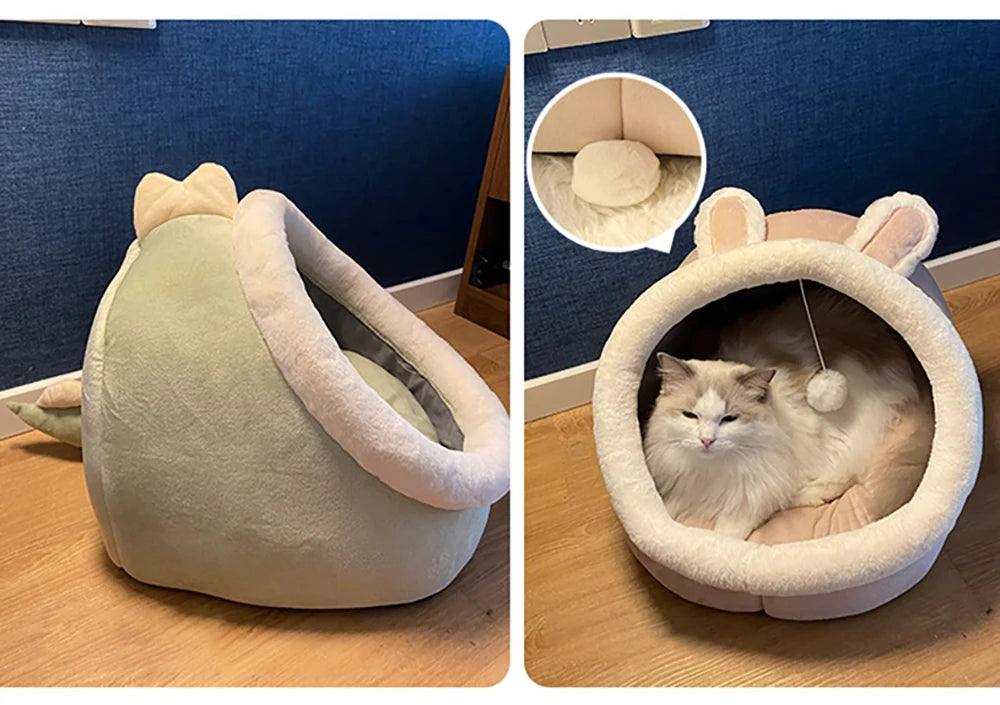 Deep Sleep Cat Bed Cartoon Pet Bed Foldable